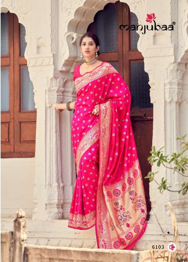 manjubaa 6103 exclusive designer banarasi saree collection wholesale price surat
