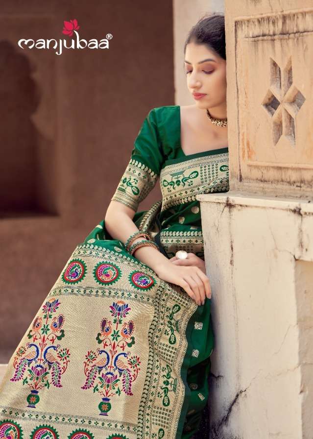 manjubaa 6105 stylish designer banarasi saree collection surat market