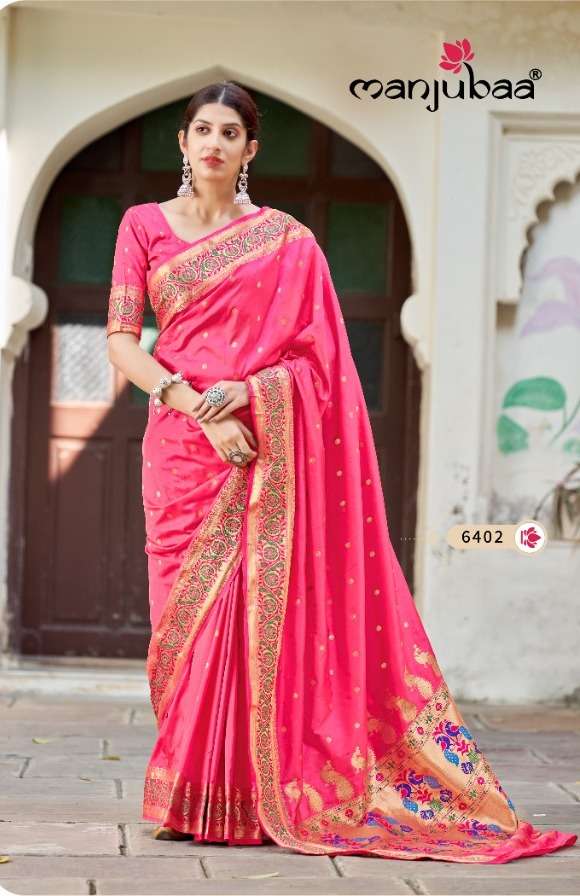 manjubaa monisha paithani 6402 party wear designer banarasi saree collection wholesale price surat