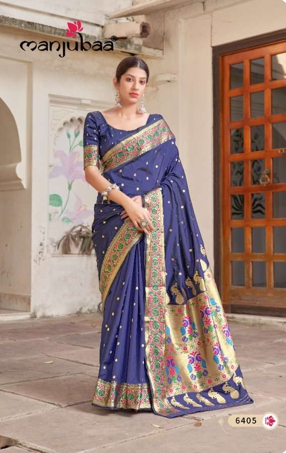 manjubaa monisha paithani 6405 fancy designer saree collection wholesaler surat