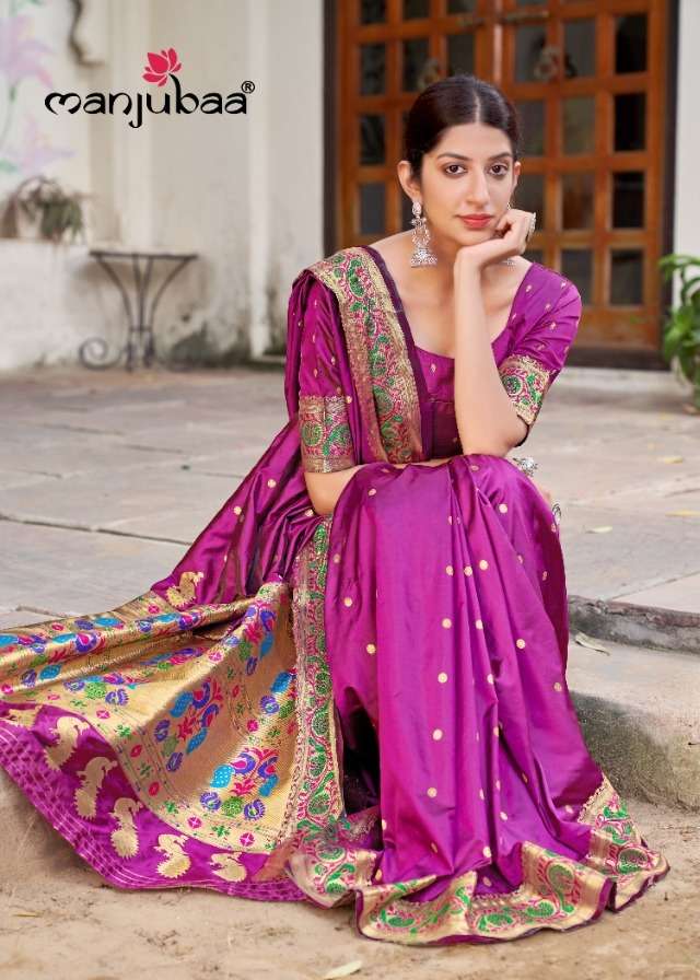 manjubaa monisha paithani 6406 exclusive designer banarasi saree collection wholesale price surat