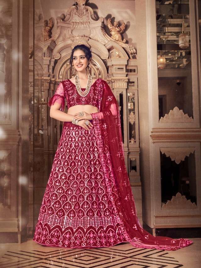 panvi niva vol 2 1147 indian style net fabric work on wedding lehenga wholesale collection 2021