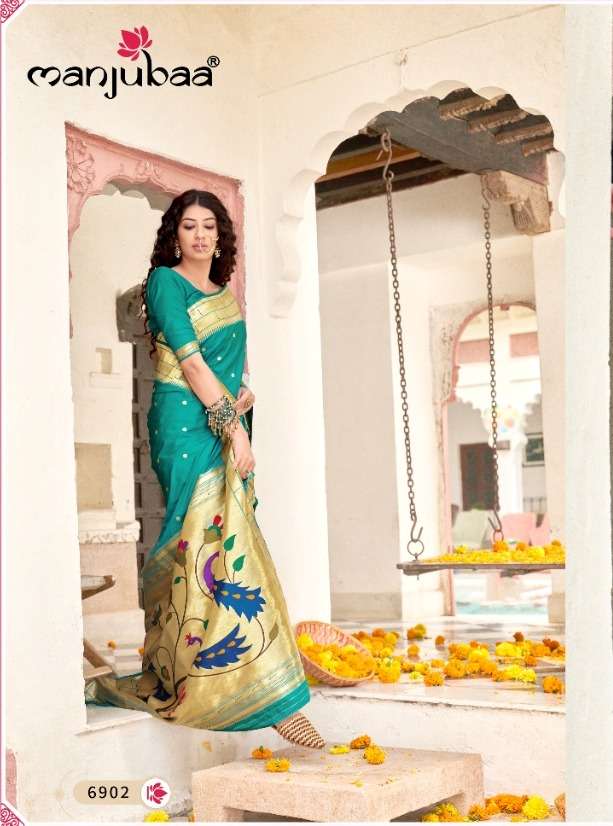 manjubaa clothing madhushala paithani 6902 party wear saree wholesale