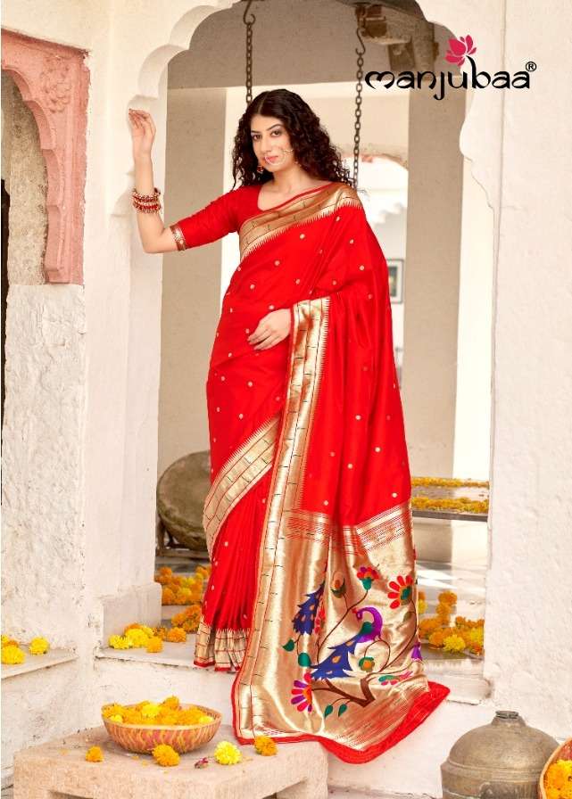 manjubaa clothing madhushala paithani 6908 party wear saree collection 2021 