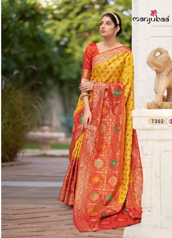 manjubaa maha lakshmi silk 7302 traditional look designer saree collection manufacturer surat