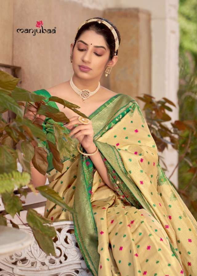 manjubaa maha lakshmi silk 7303 function special designer saree single wholesaler surat 