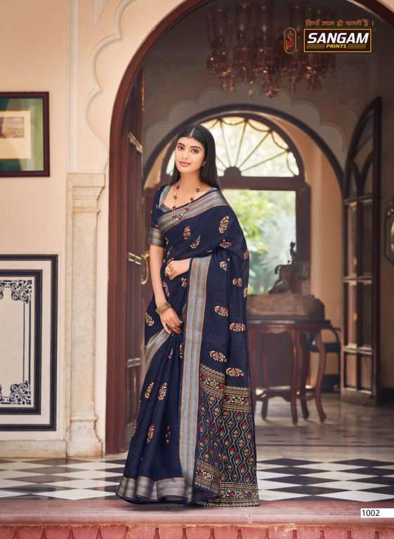sangam prints resham dori 1002 attractive designer saree wholesale price