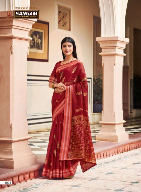 sangam prints resham dori 1003 trendy designer saree online supplier surat