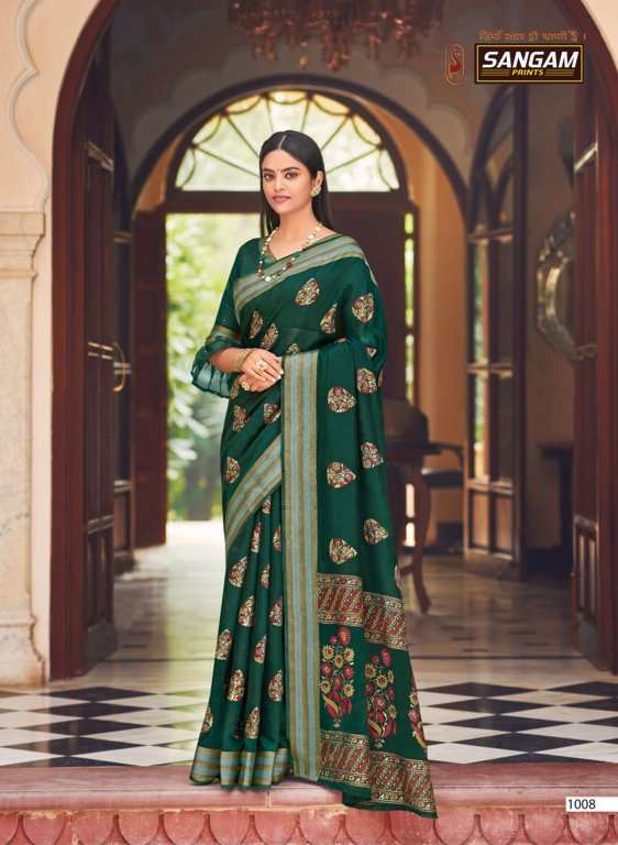 sangam prints resham dori 1008 chaderi fabric saree collection 2022