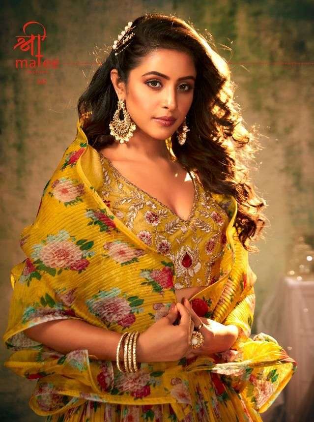 shreemate fashion vihana 107 stylish organza lehenga collection surat