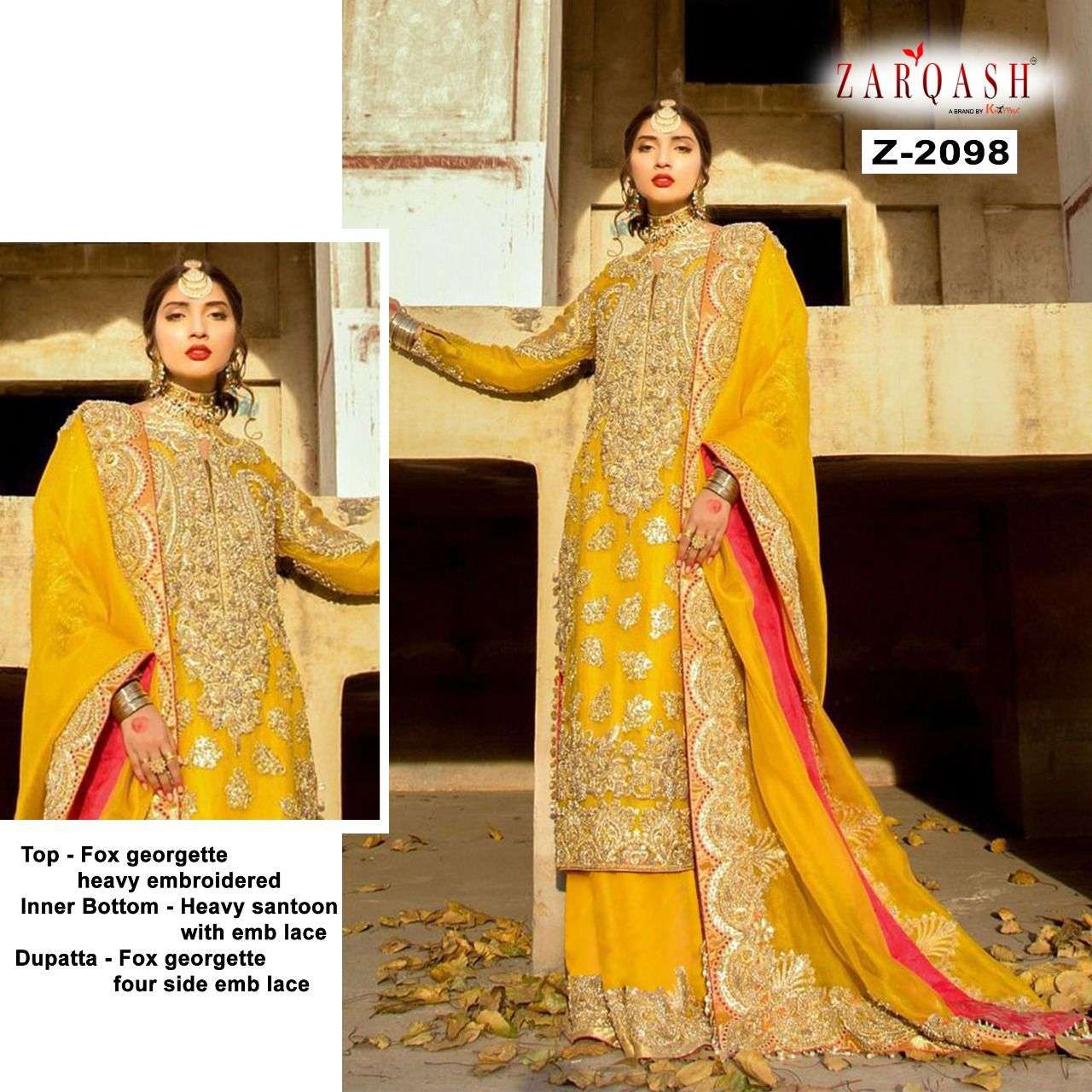 zarqash 2098 gorgeous look designer pakistani salwar suits wholesaler india