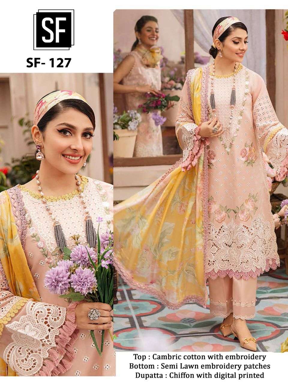 s.f 127 paksitani dress material collection wholesale price surat