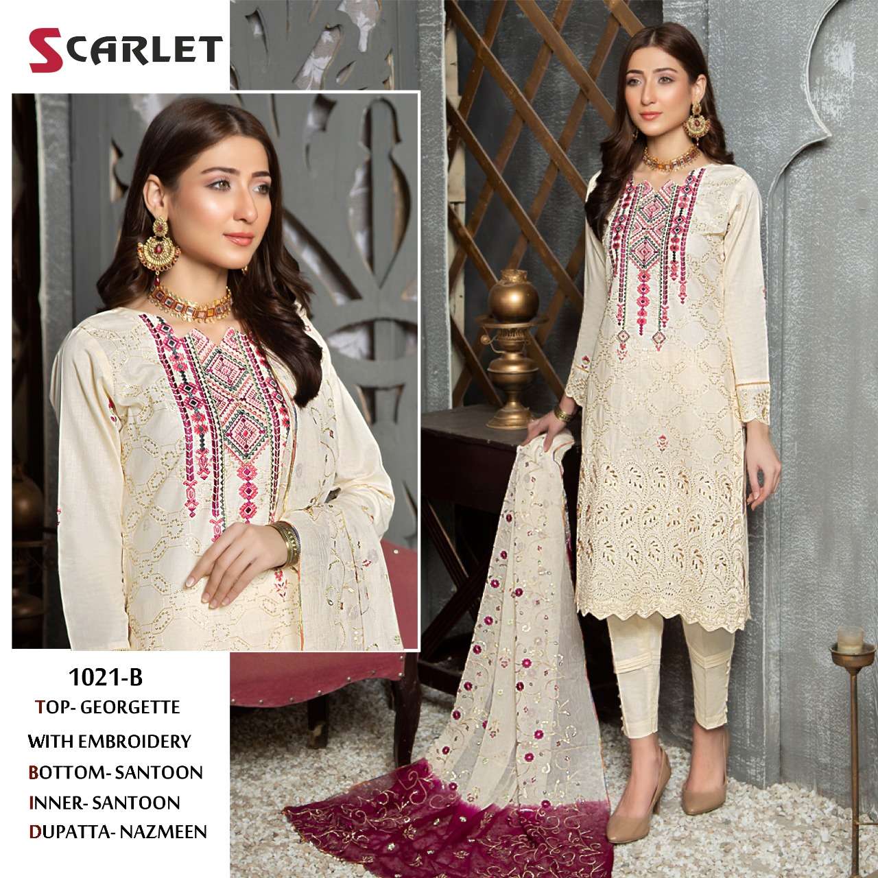 scarlet 1021 b fancy pakistani salwar kameez wholesale price surat