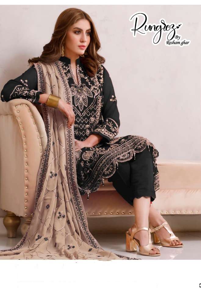 reshamghar by rungrez r-2 D fancy designer pakistani salwar kameez surat