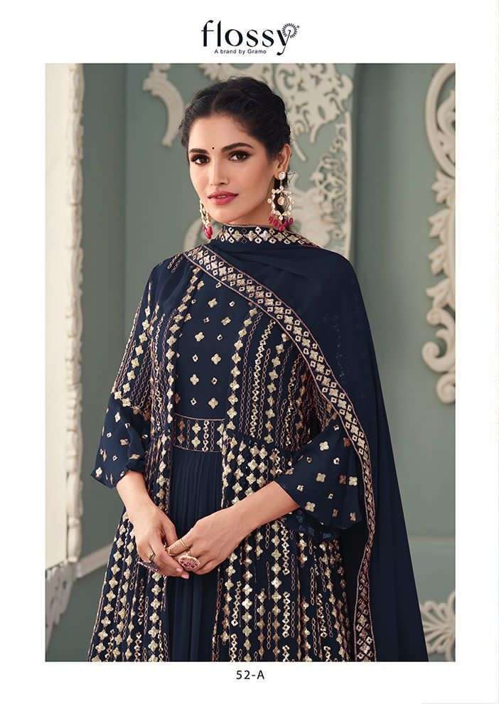 flossy naksh colour plus vol 2 52 A party wear long designer salwar kameez surat