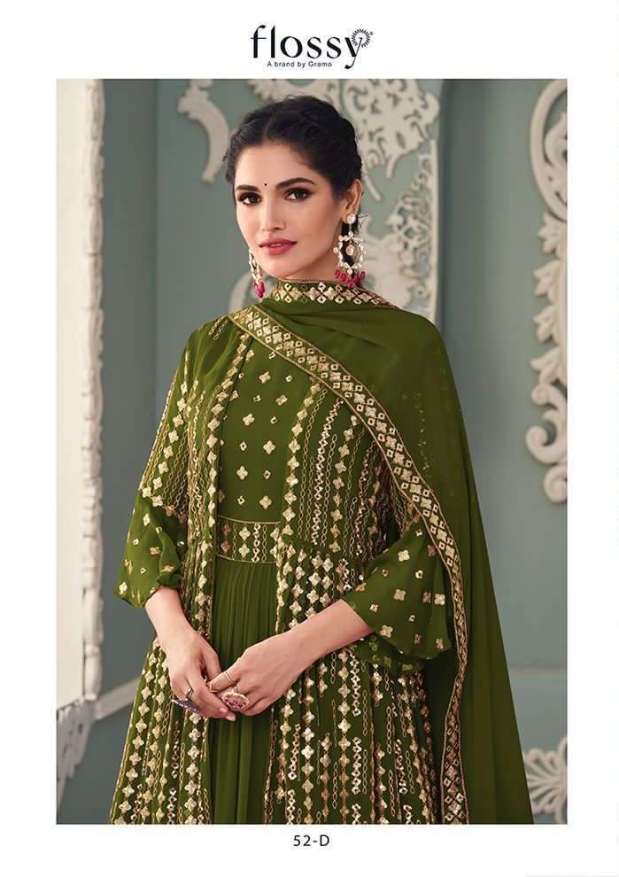 flossy presents 52 D fancy georgette party wear salwar kameez best price supplier surat
