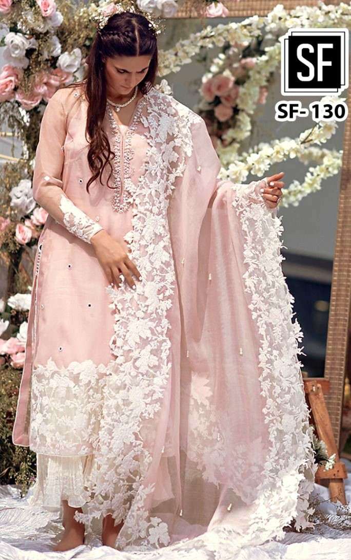 sf 130 faux georgette embroidered salwar kameez wholesale price surat