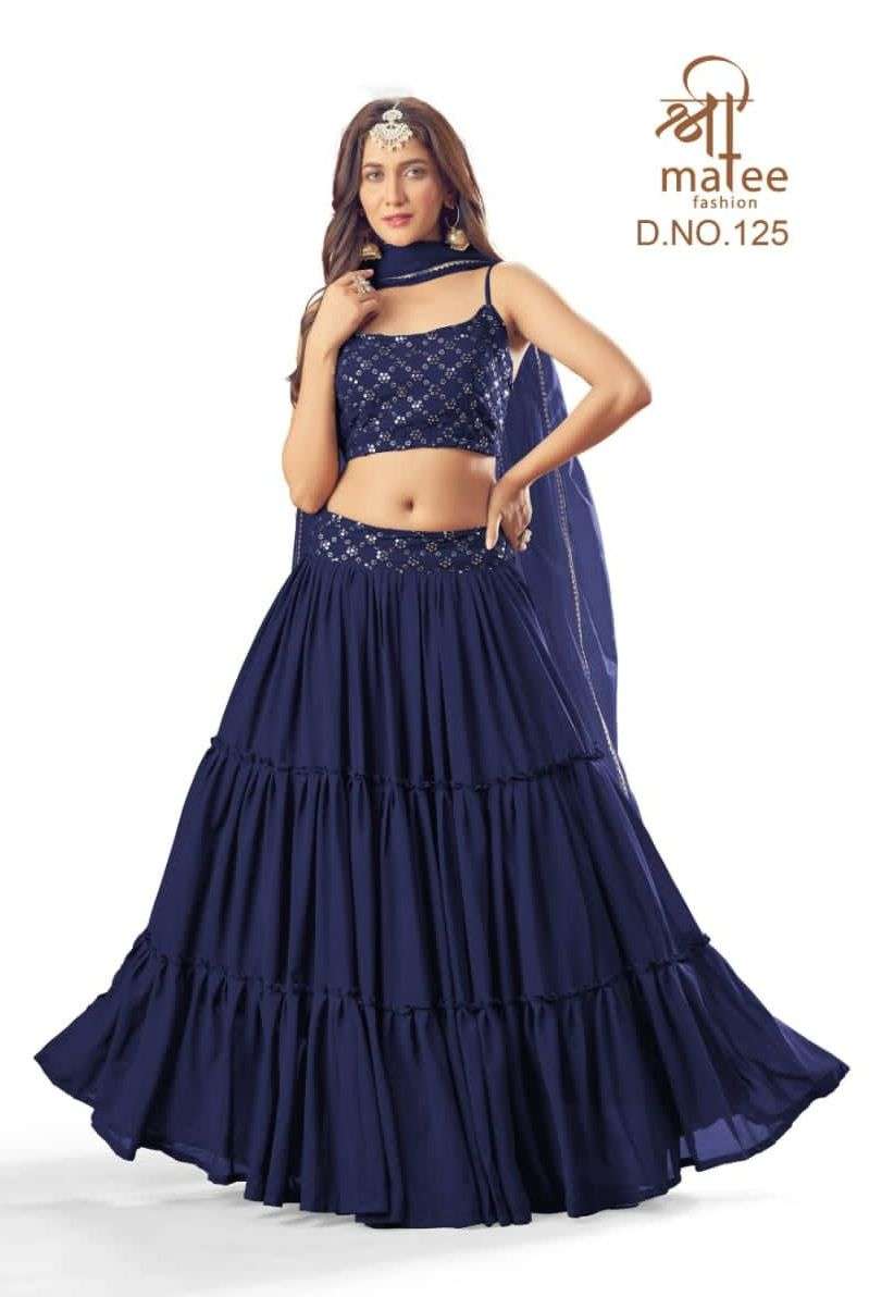 shreemate fashion rumi 125 fancy long georgette blue lehenga wholesale price surat