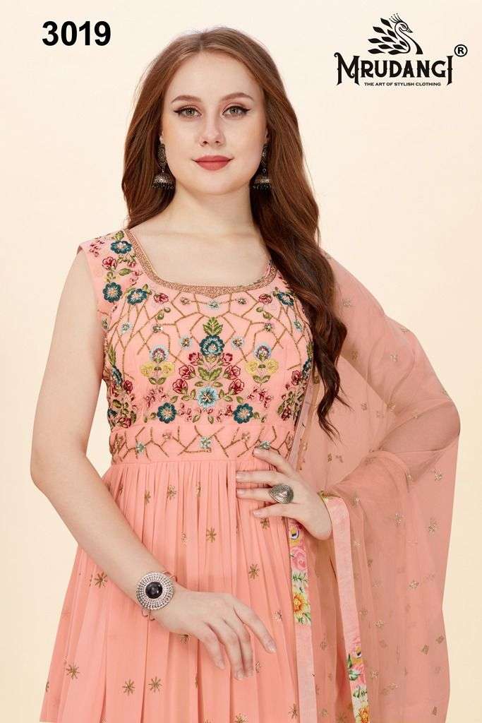 fairy tales vol 4 by mrudangi 3019 party wear look georgette readymade gown collection surat