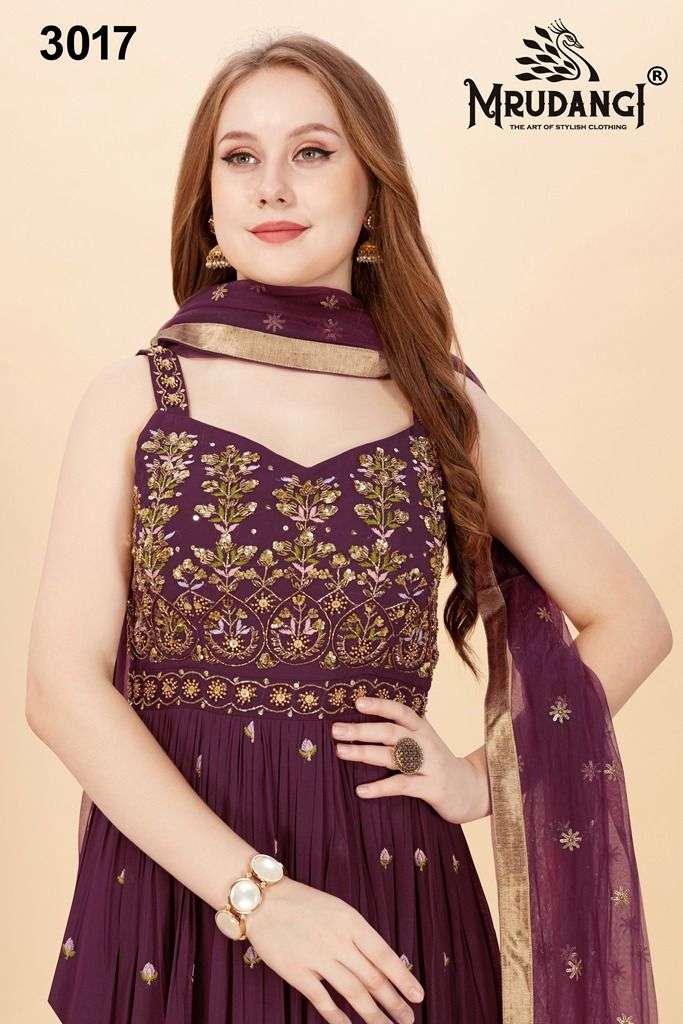 mrudangi fairy tales vol 4 3017 long designer look georgette embroidered with handwork gown wholesale price surat
