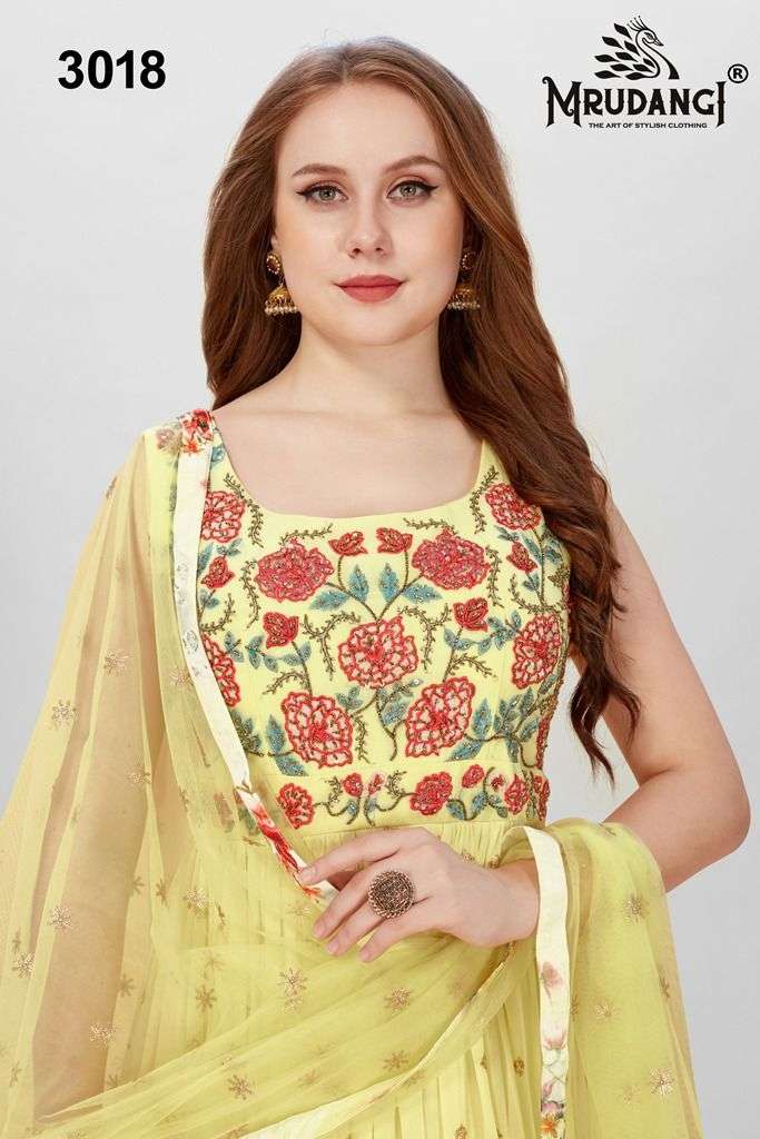 mrudangi fairy tales vol 4 3018 georgette fancy party wear gown wholesale price surat