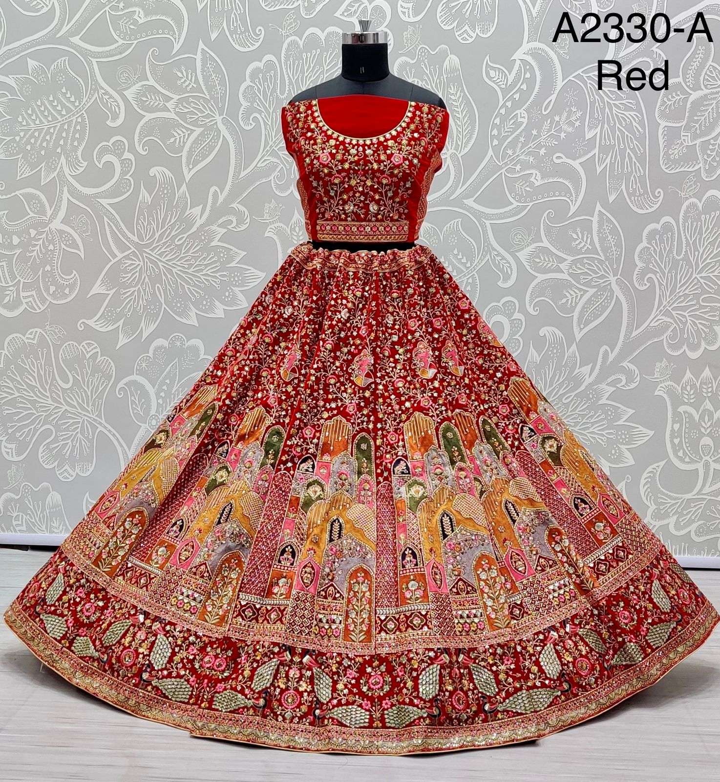 pratham wholesale presents 2330 red colour gorgeous beautul designer lehenga collection wholesale price surat