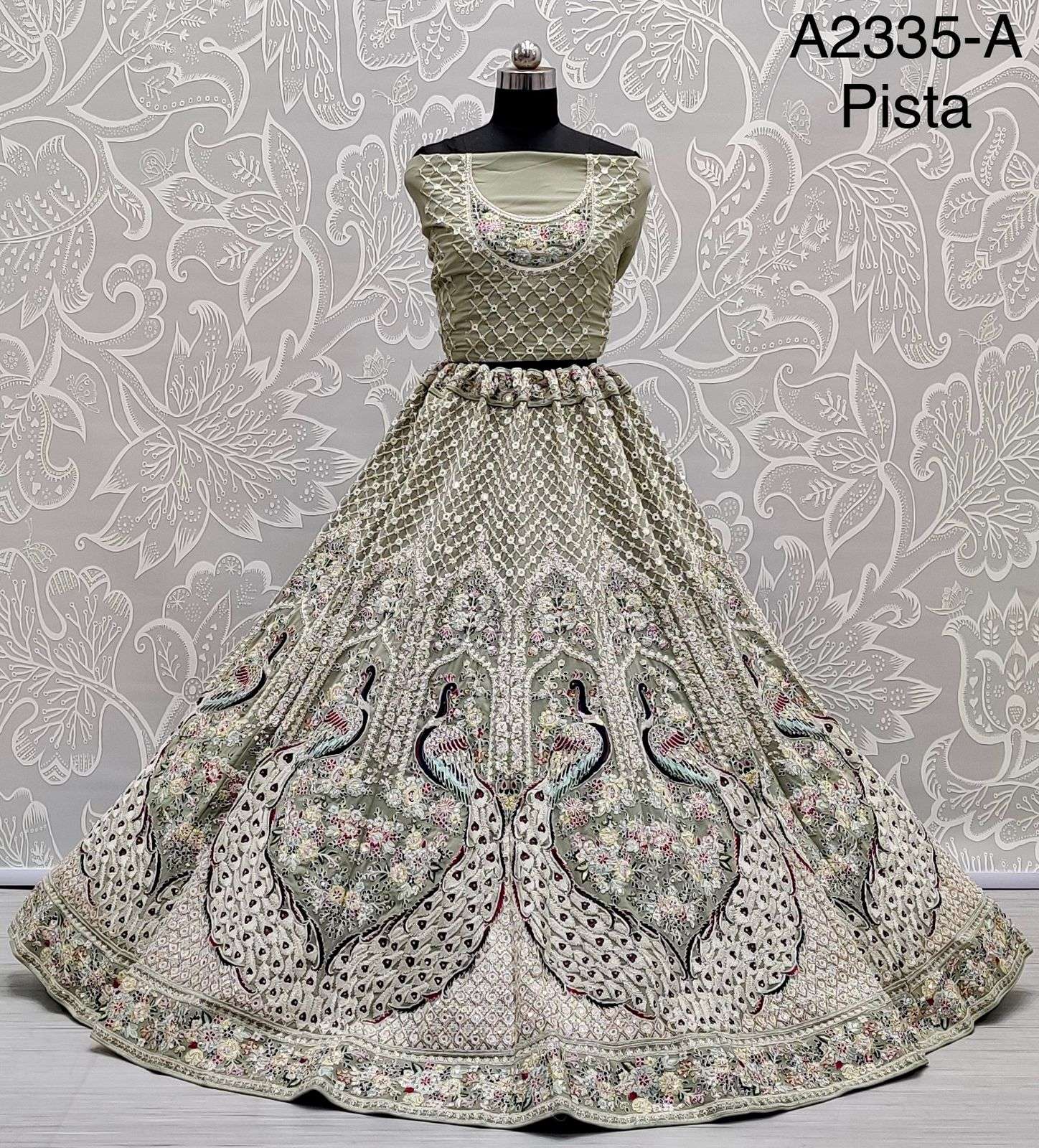 pratham wholesale presents 2335 A pista colour bridal look lehenga collection wholesale price surat