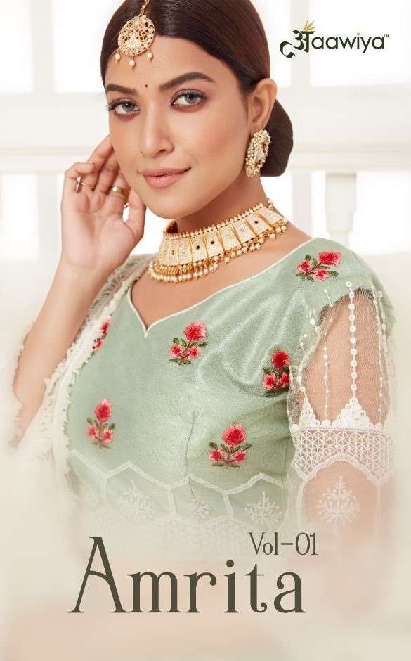 aawiya amrita vol-1 3001-3006 series exclusive semi stich designer wedding lehenga collection surat 