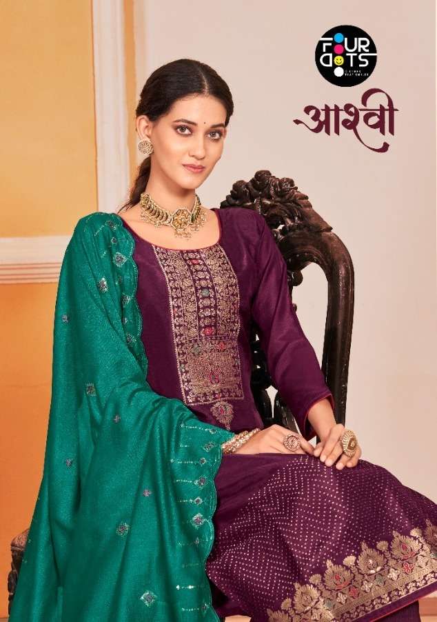 aashvi by fourdots pure muslin jaqaurd designer unstich salwar suits collection wholesale price 