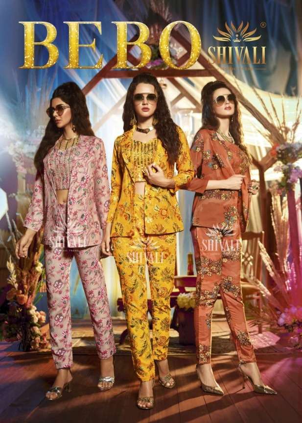 bebo by shivali 1001-1005 series fancy party wear stylish jacket with -co-ord set wholesale price surat