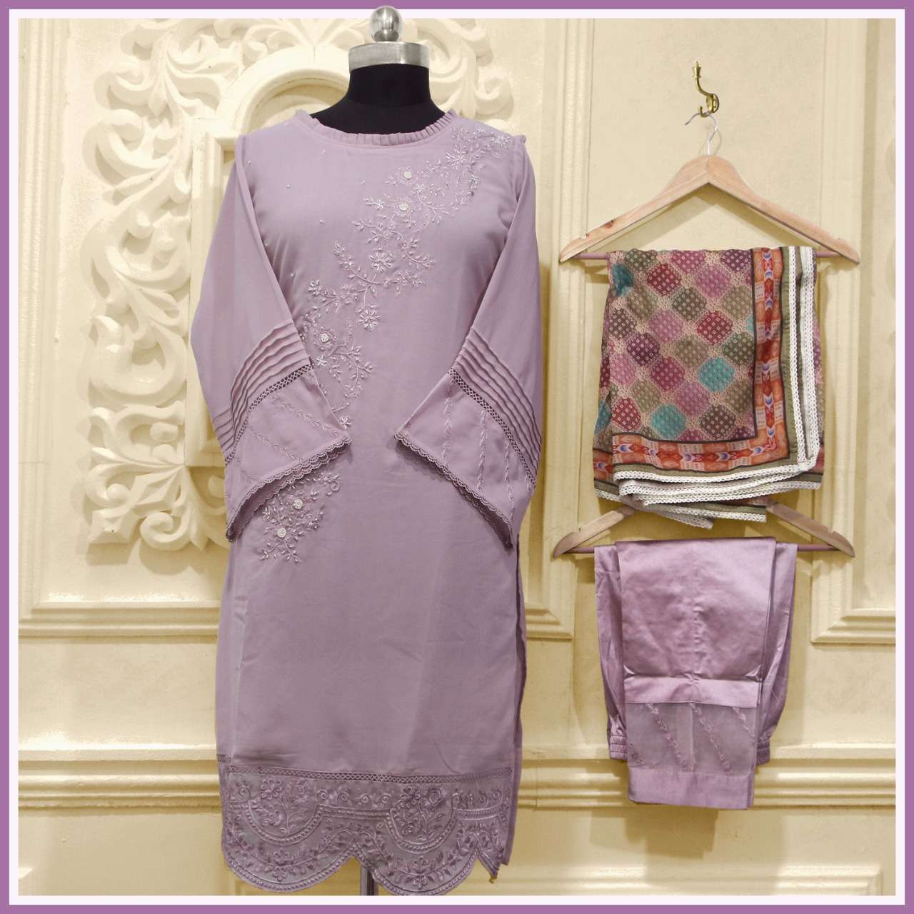 farwah by pret 03 georgette fancy embroidered full stich collection surat