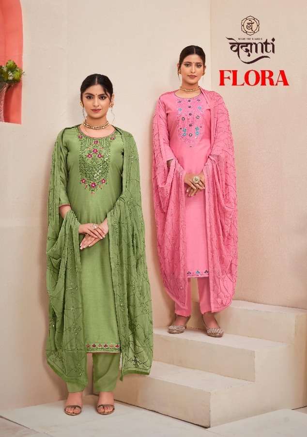 flora by vedanti muslin with work designer salwar kameez wholesale price surat