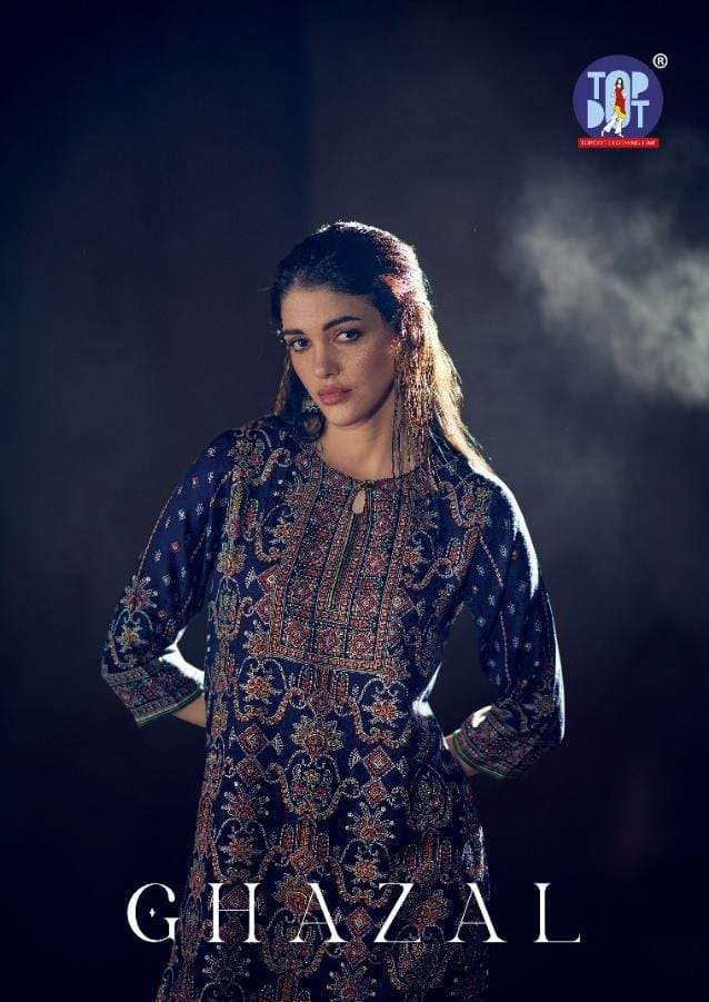 ghazal by topdot pashmina fancy printed kurtis collection wholesale price india