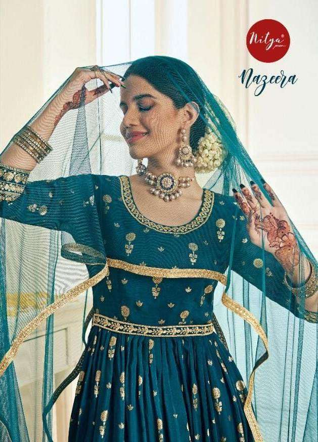 Lt nitya nazeera 7100 colours organza embroidered semistich salwar suits collection wholesale price 