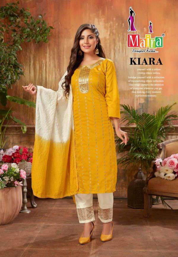 maira kiara vol-1 101-108 series designer kurtis bottom and dupatta set wholesale price surat
