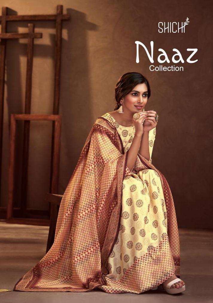 naaz by shichi linen silk designer gown with bottom dupatta set wholesale price 