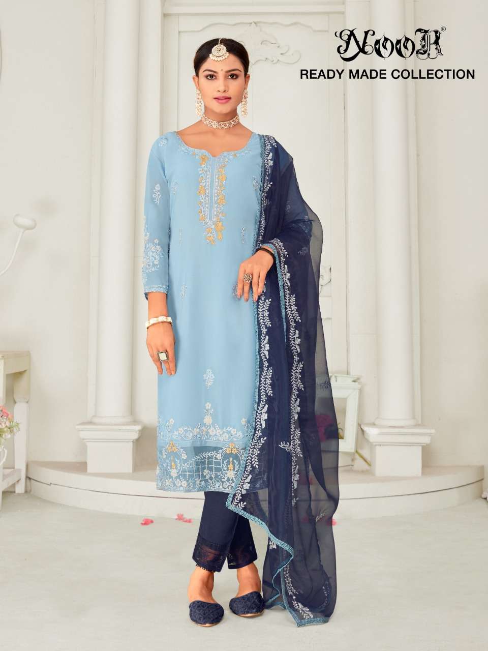 noor 149 georgette fancy embroidered full stich collection wholesale price surat