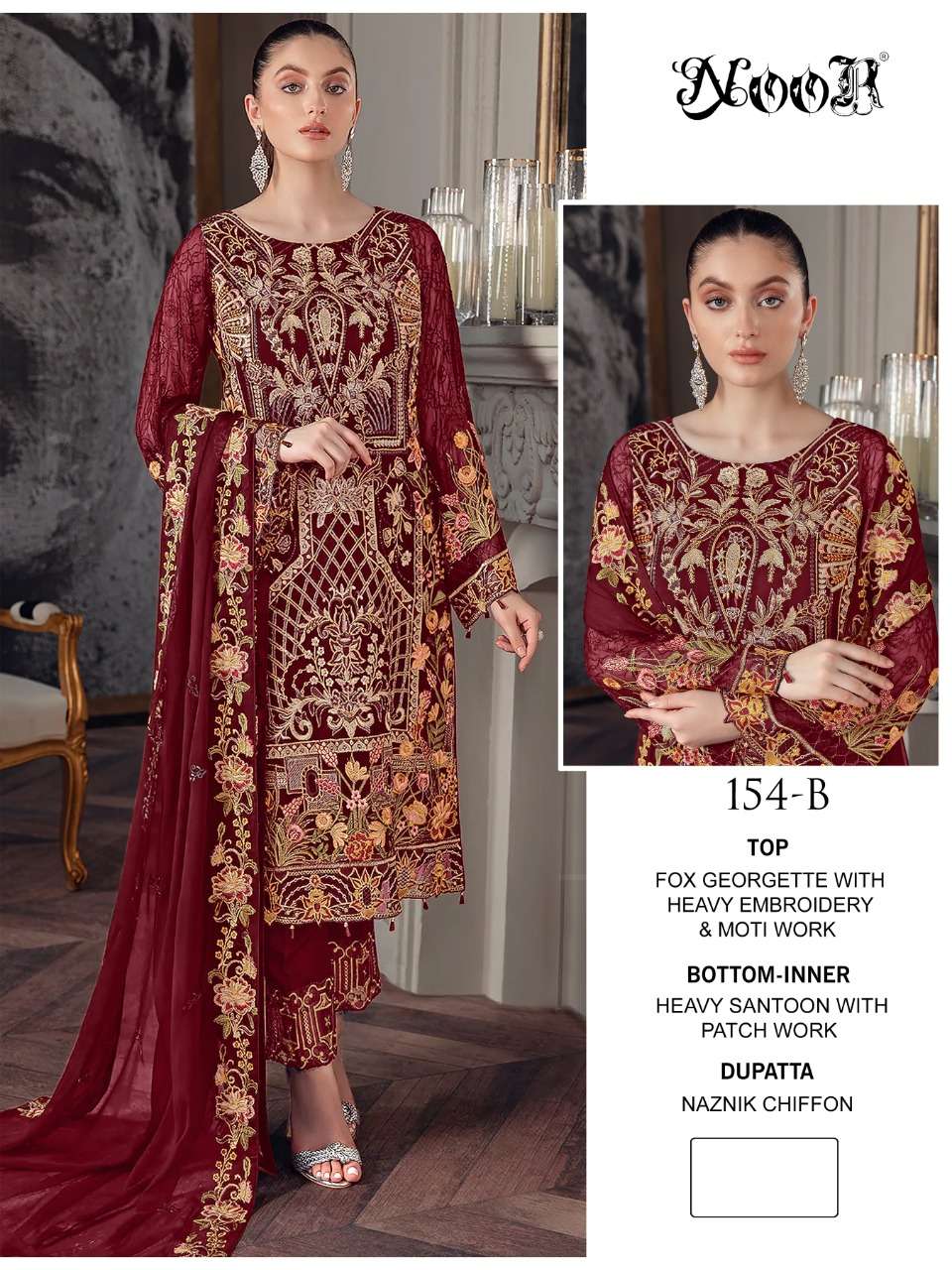 noor 154 georgette designer embroidered salwar suits collection surat online market