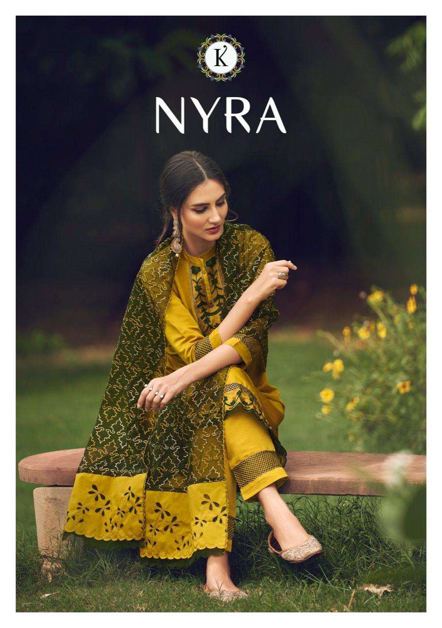 nyra by k-fashion 34001-34006 series pure silk embroidered sawlar kameez surat