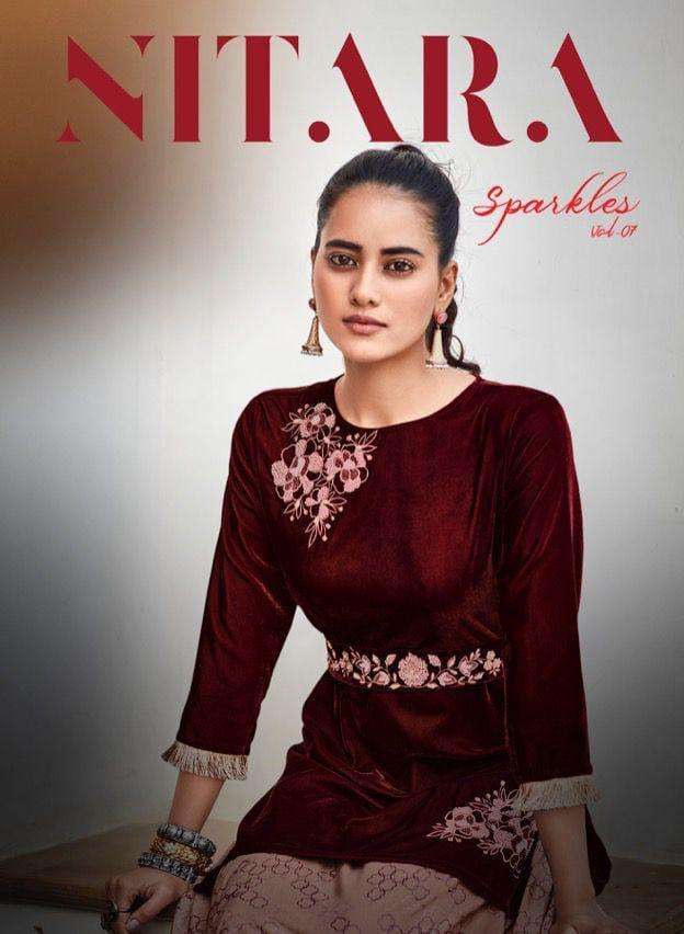 sprakles vol-7 by nitara art silk fancy kurtis with designers skirt collection wholesale price 
