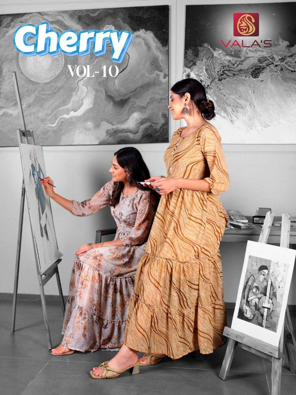 valas cherry vol-10 georgette printed long designer kurtis wholesale price surat