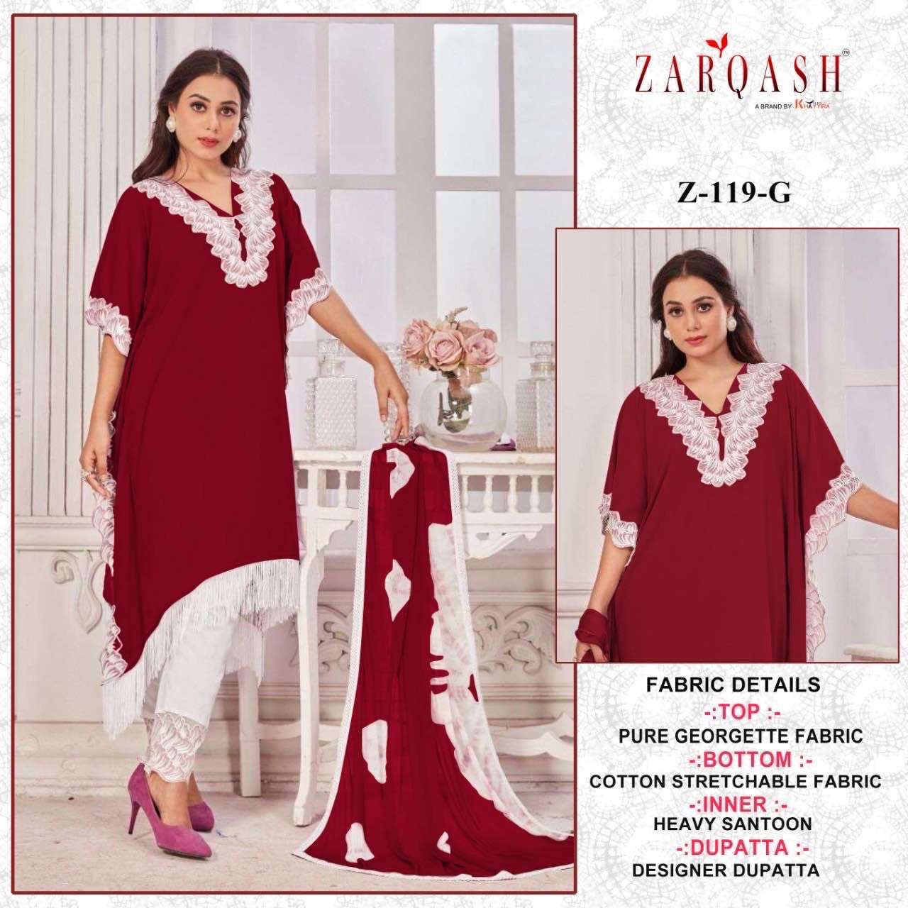 zarqash z-119 georgette fancy embroidered tunics collection wholesale price 