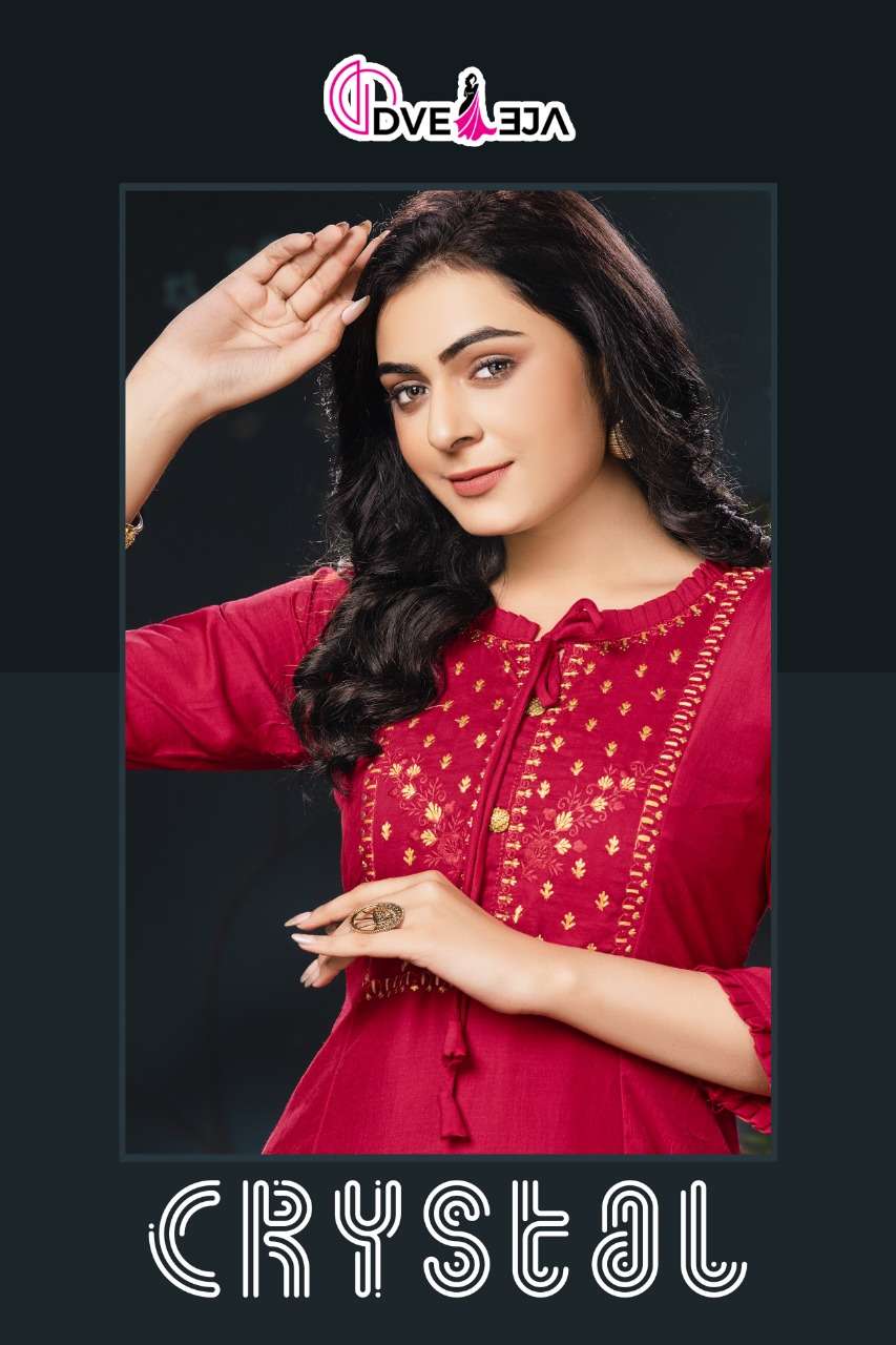 crystal by dveeja fashion flare style designer kurti catalogue online wholesaler surat 
