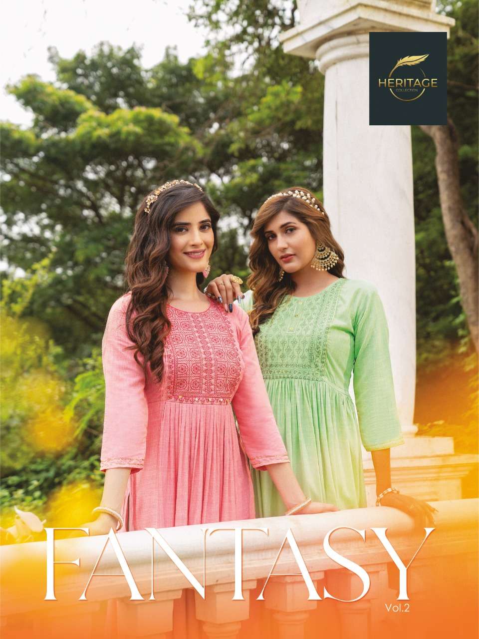 fantasy vol-2 by heritage collection stylish designer kurti catalogue manufacturer surat 