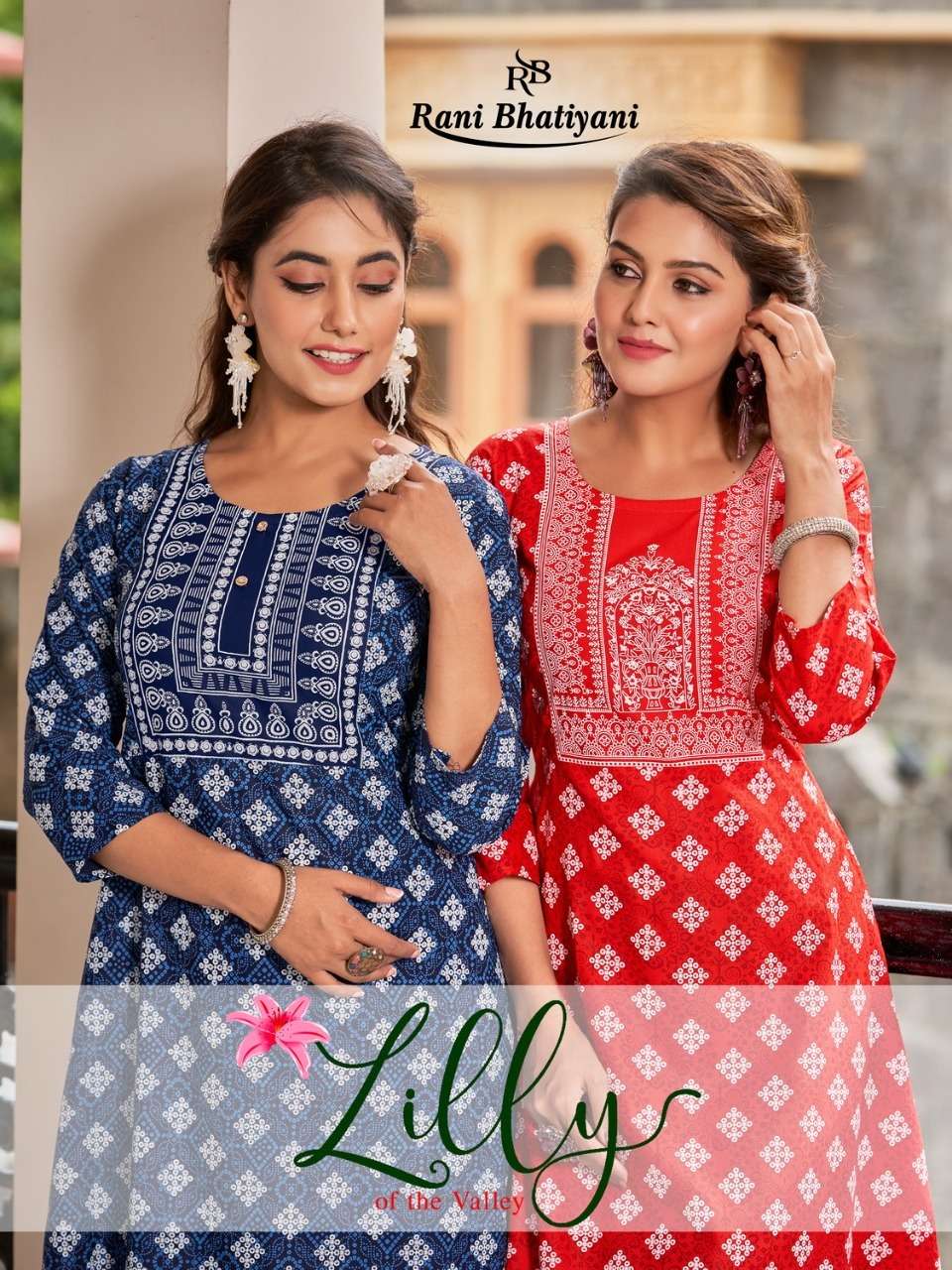 lilly by rani bhatiyani foil printed with flare style designer kurti new catalogue 