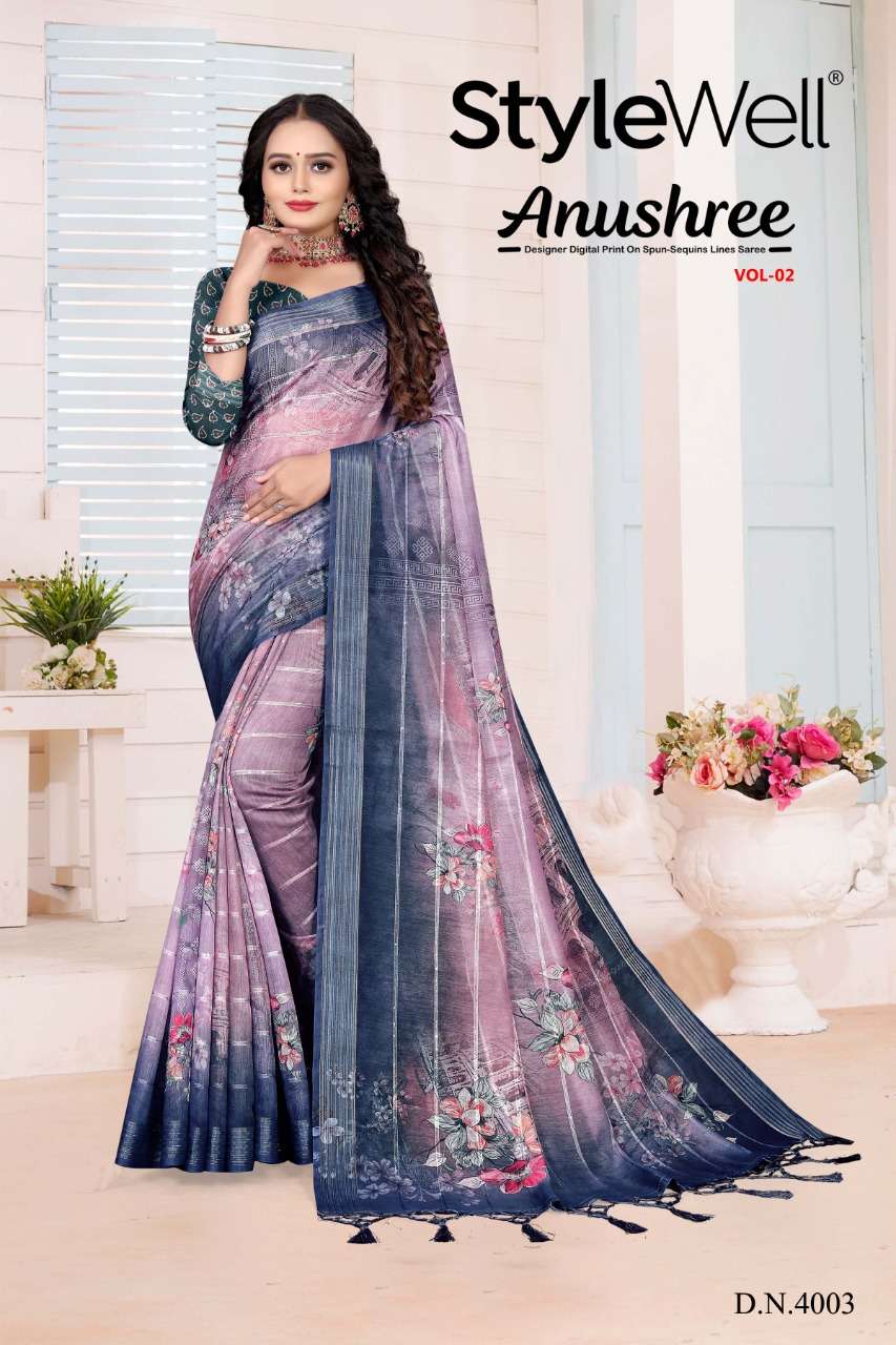 anushree vol-2 by stylewell fancy look designer saree catalogue wholesale price surat