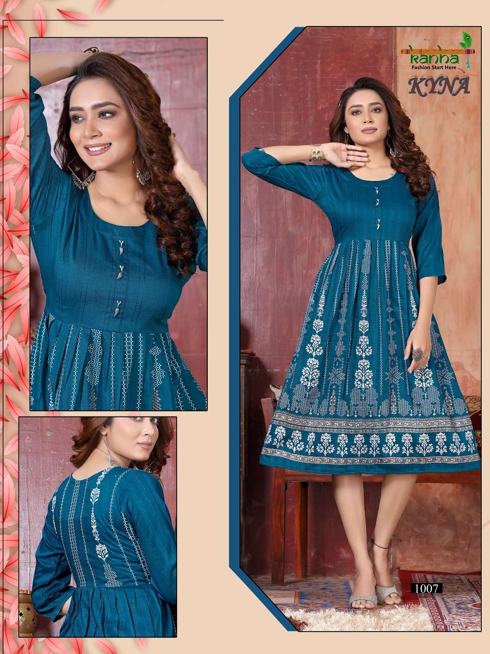 kyna by kanha flare style designer kurtis new pattren catalogue 