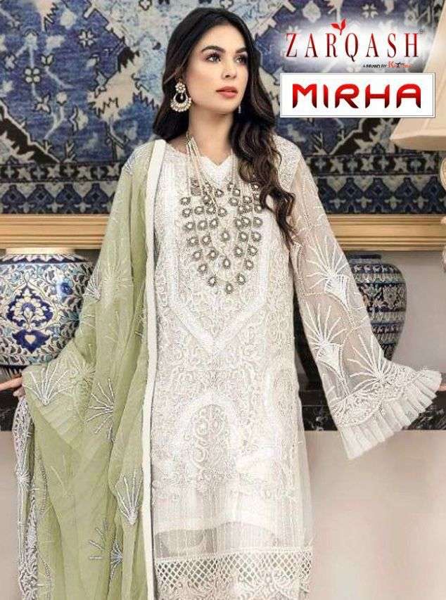 ZARQASH 2037 D WHITE SALWAR KAMEEZ WHOLESALE