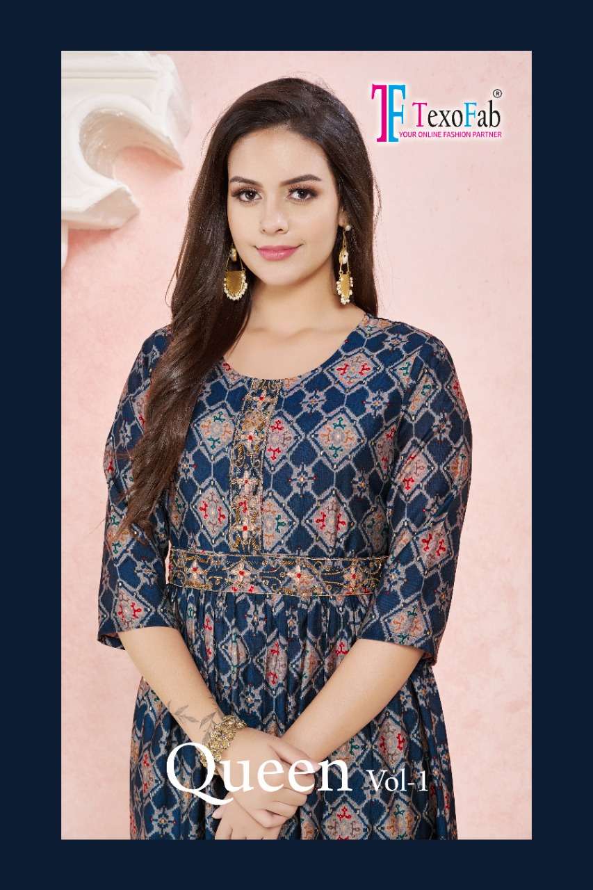 queen vol-1 by texofab trendy designer gown catalogue wholesale price surat
