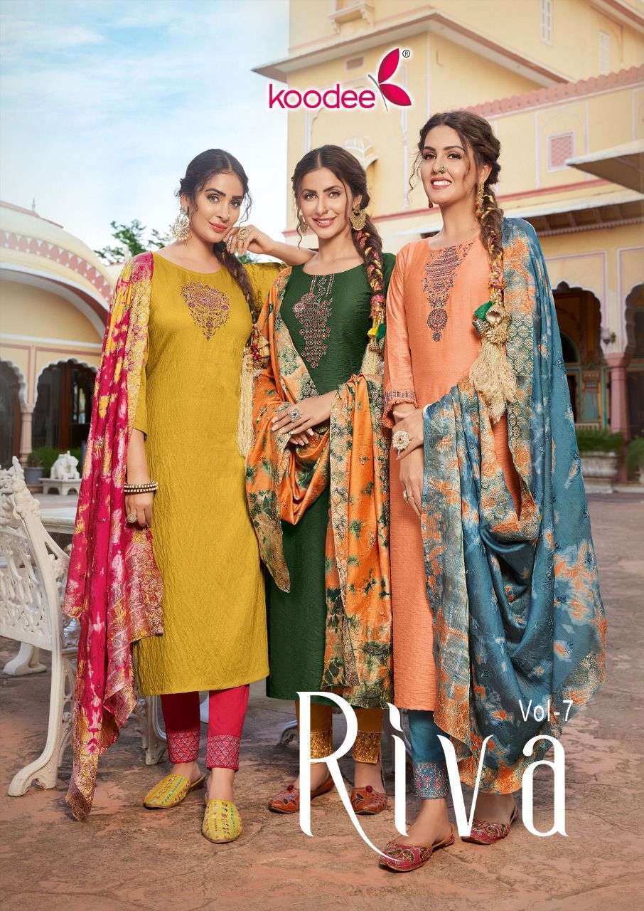 riva vol-7 by koodee viscose designer embroidered collection wholesale price 